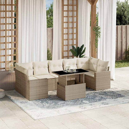 Set De Sofás De Jardín Y Cojines 8 Piezas Ratán Sintético