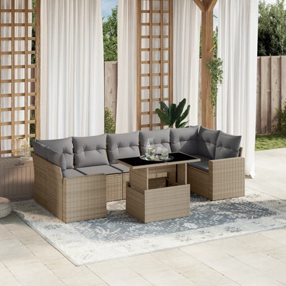 Set De Sofás De Jardín Y Cojines 8 Piezas Ratán Sintético