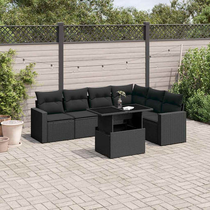 Set De Sofás De Jardín 7 Pzas Con Cojines Ratán Sintético