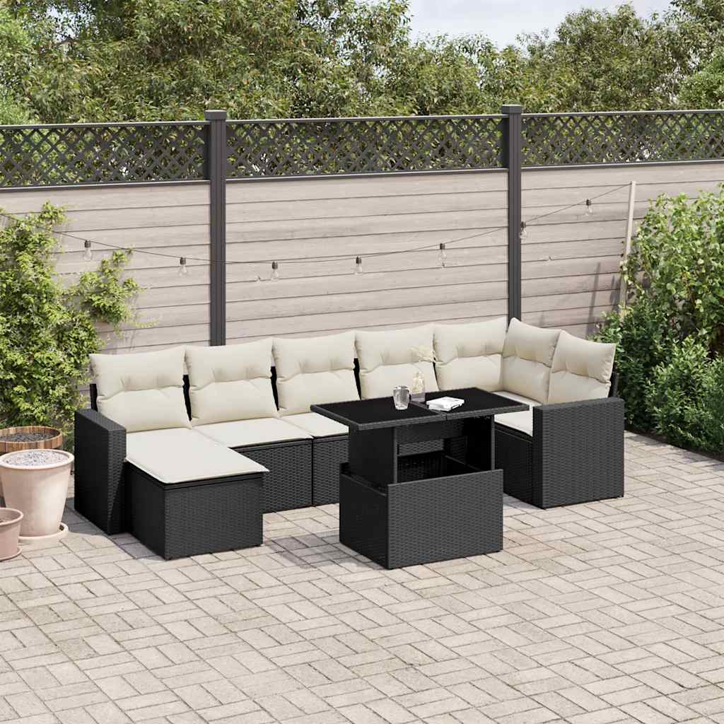 Set De Sofás De Jardín Y Cojines 8 Piezas Ratán Sintético Beige