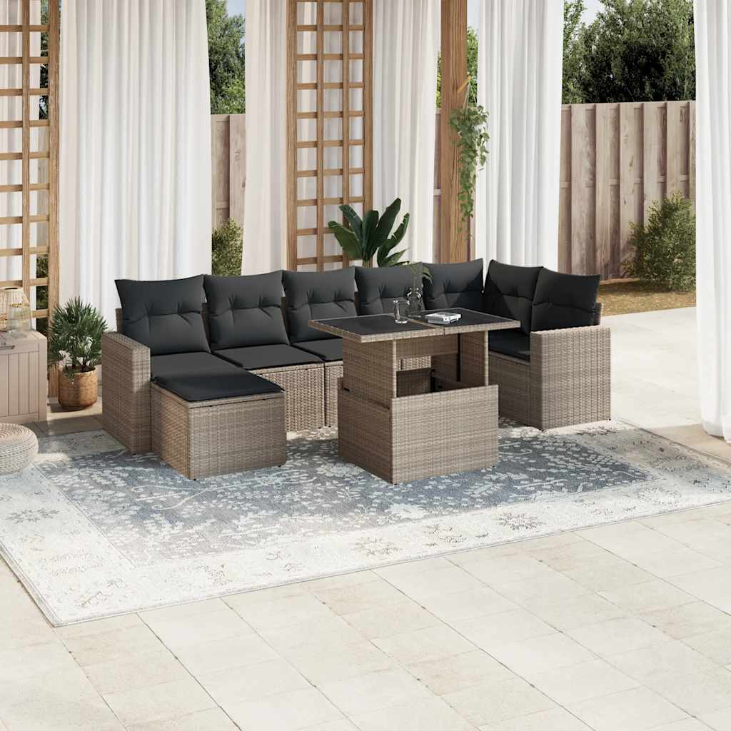 Set De Sofás De Jardín Y Cojines 8 Piezas Ratán Sintético Beige