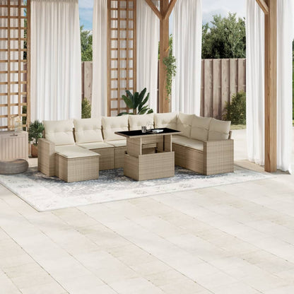 Set De Sofás De Jardín Con Cojines 9 Pzas Ratán Sintético Negro