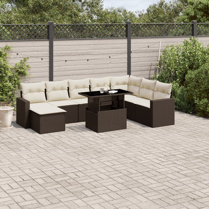 Set De Sofás De Jardín Con Cojines 9 Pzas Ratán Sintético Negro