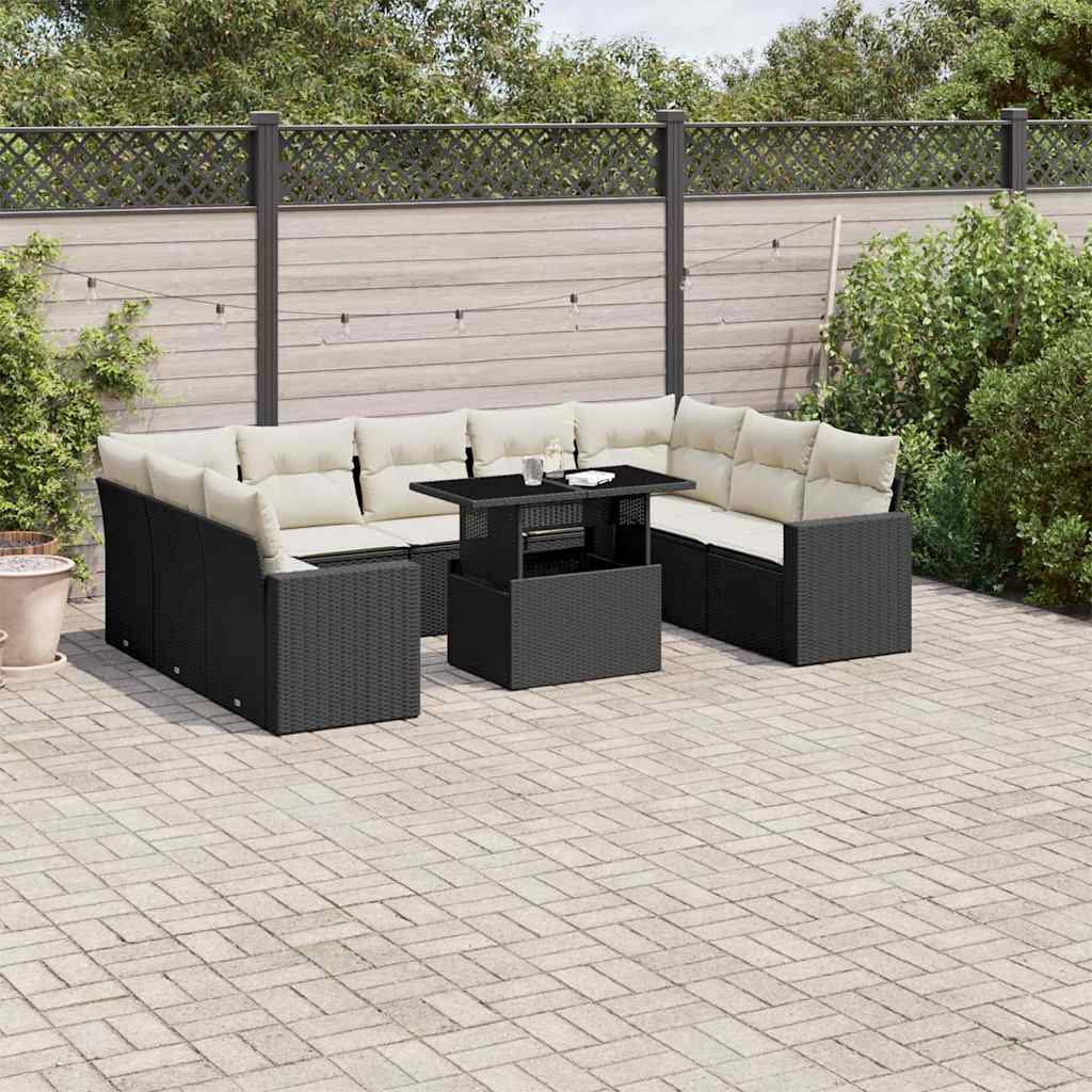 Set De Sofás De Jardín 10 Pzas Y Cojines Ratán Sintético Marrón