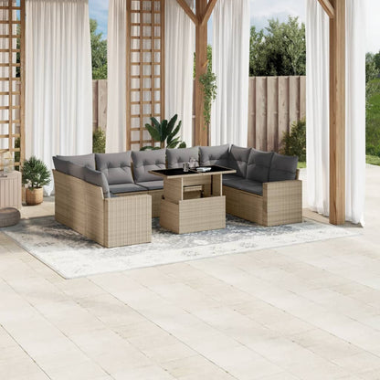Set De Sofás De Jardín 10 Pzas Y Cojines Ratán Sintético Marrón