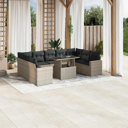 Set De Sofás De Jardín 10 Pzas Y Cojines Ratán Sintético Marrón