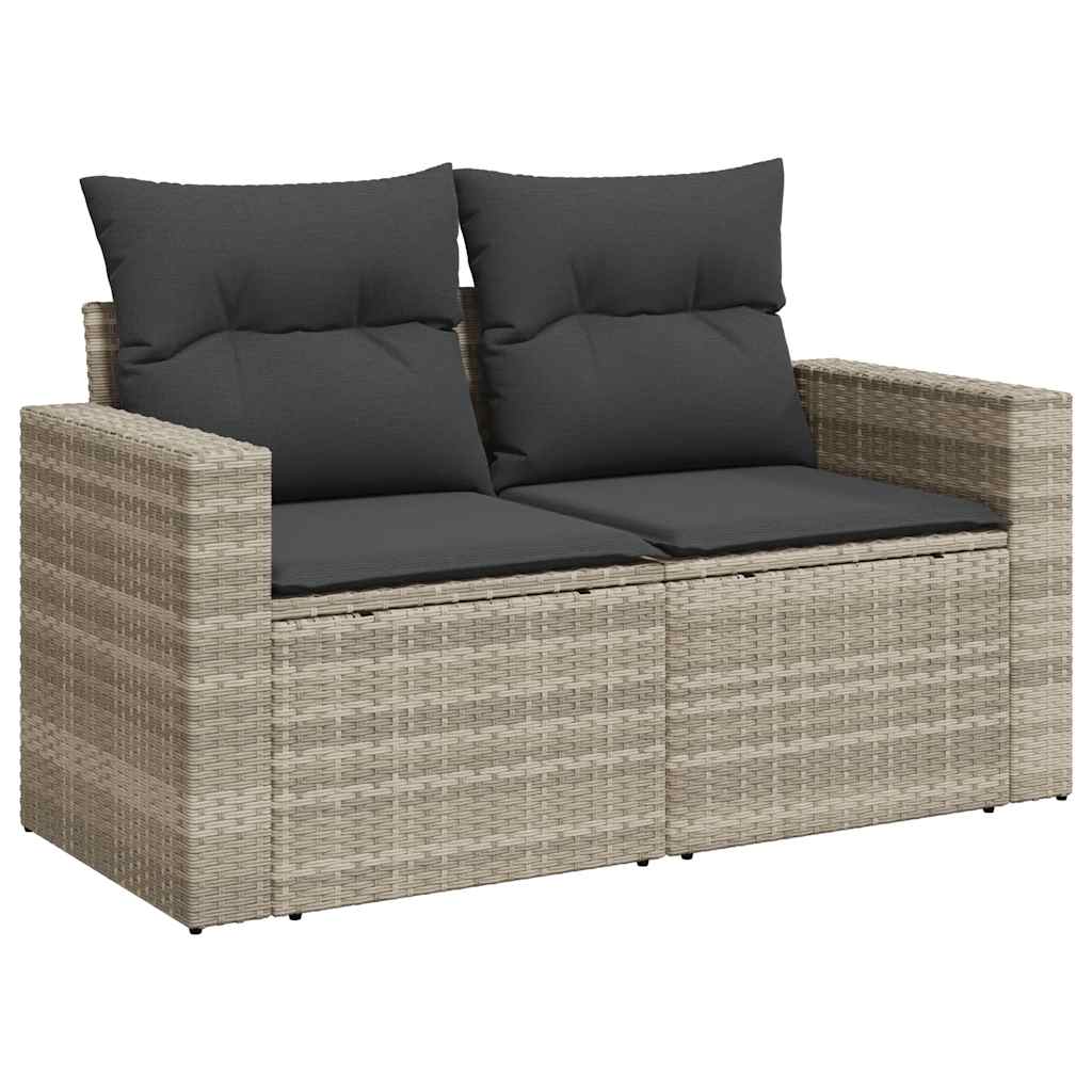 Set De Sofás De Jardín 11 Pzas Y Cojines Ratán Sintético Gris
