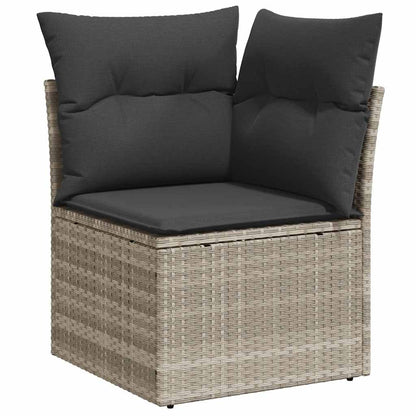 Set De Sofás De Jardín 11 Pzas Y Cojines Ratán Sintético Gris