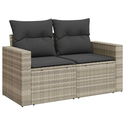 Set De Sofás De Jardín 11 Pzas Y Cojines Ratán Sintético Gris