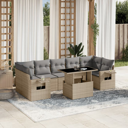 Set De Sofás De Jardín Y Cojines 8 Piezas Ratán Sintético Negro