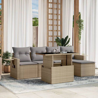 Set De Sofás De Jardín 6 Piezas Y Cojines Ratán Sintético