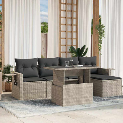Set De Sofás De Jardín 6 Piezas Y Cojines Ratán Sintético