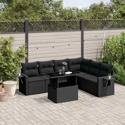 Set Sofás De Jardín 7 Piezas Y Cojines Ratán Sintético Beige