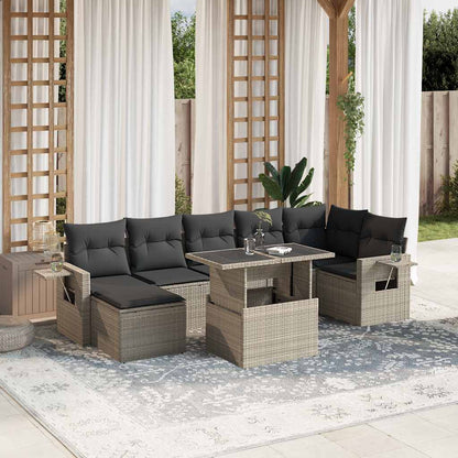 Set Sofás De Jardín 8 Piezas Y Cojines Ratán Sintético Marrón