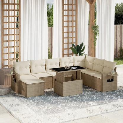 Set De Sofás De Jardín Con Cojines 9 Pzas Ratán Sintético
