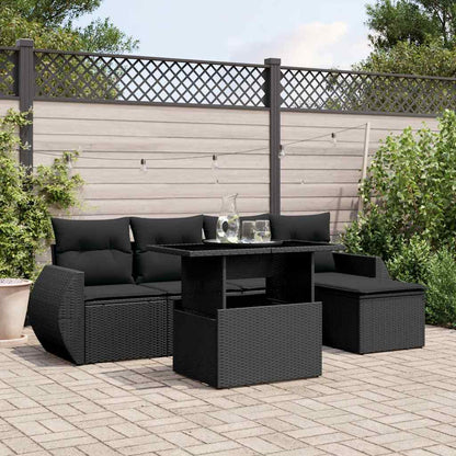 Set Sofás De Jardín 6 Piezas Y Cojines Ratán Sintético Marrón