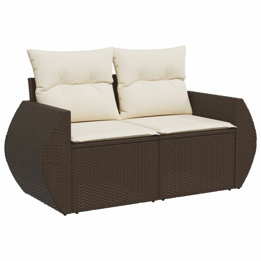 Set Sofás De Jardín 6 Piezas Y Cojines Ratán Sintético Marrón