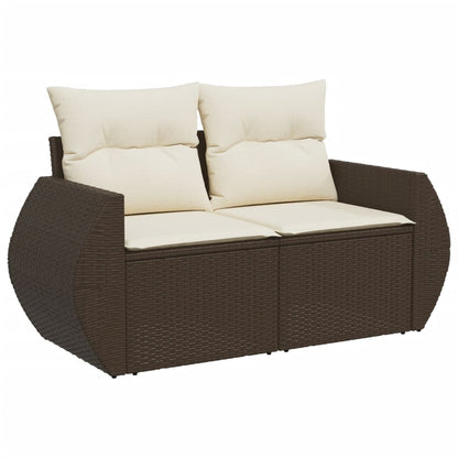 Set De Sofás De Jardín 9 Pzas Y Cojines Ratán Sintético Marrón