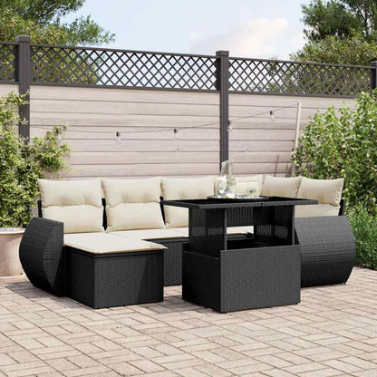 Set Sofás De Jardín 7 Piezas Y Cojines Ratán Sintético Beige
