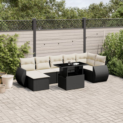 Set Sofás De Jardín 8 Piezas Y Cojines Ratán Sintético Marrón