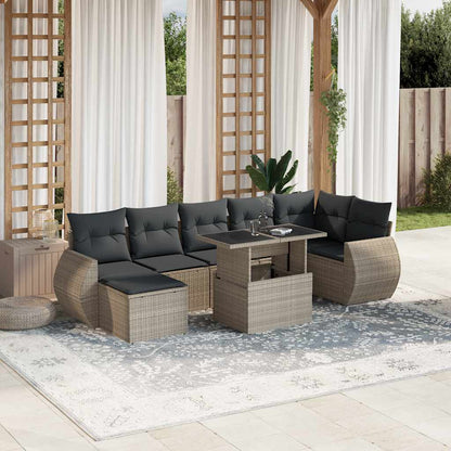 Set Sofás De Jardín 8 Piezas Y Cojines Ratán Sintético Marrón