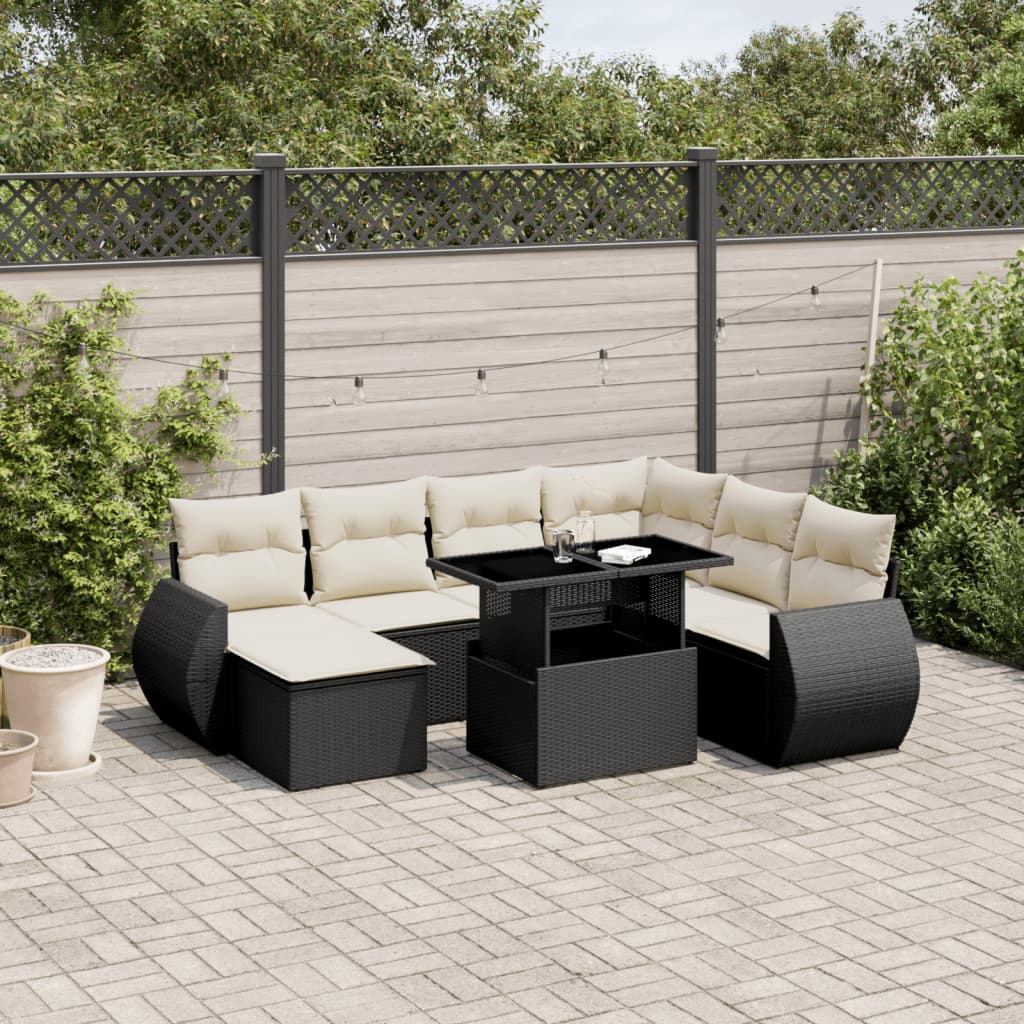 Set Sofás De Jardín 8 Piezas Y Cojines Ratán Sintético Marrón