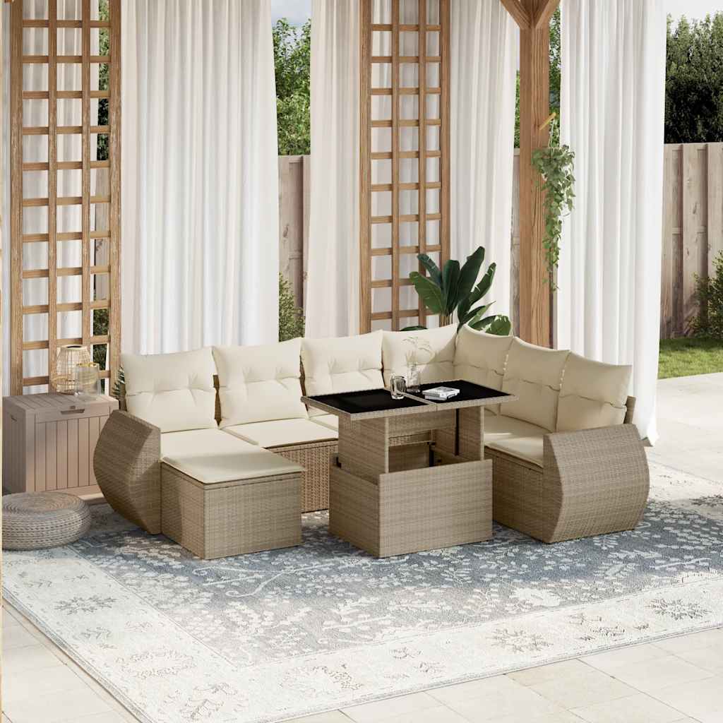 Set Sofás De Jardín 8 Piezas Y Cojines Ratán Sintético Marrón