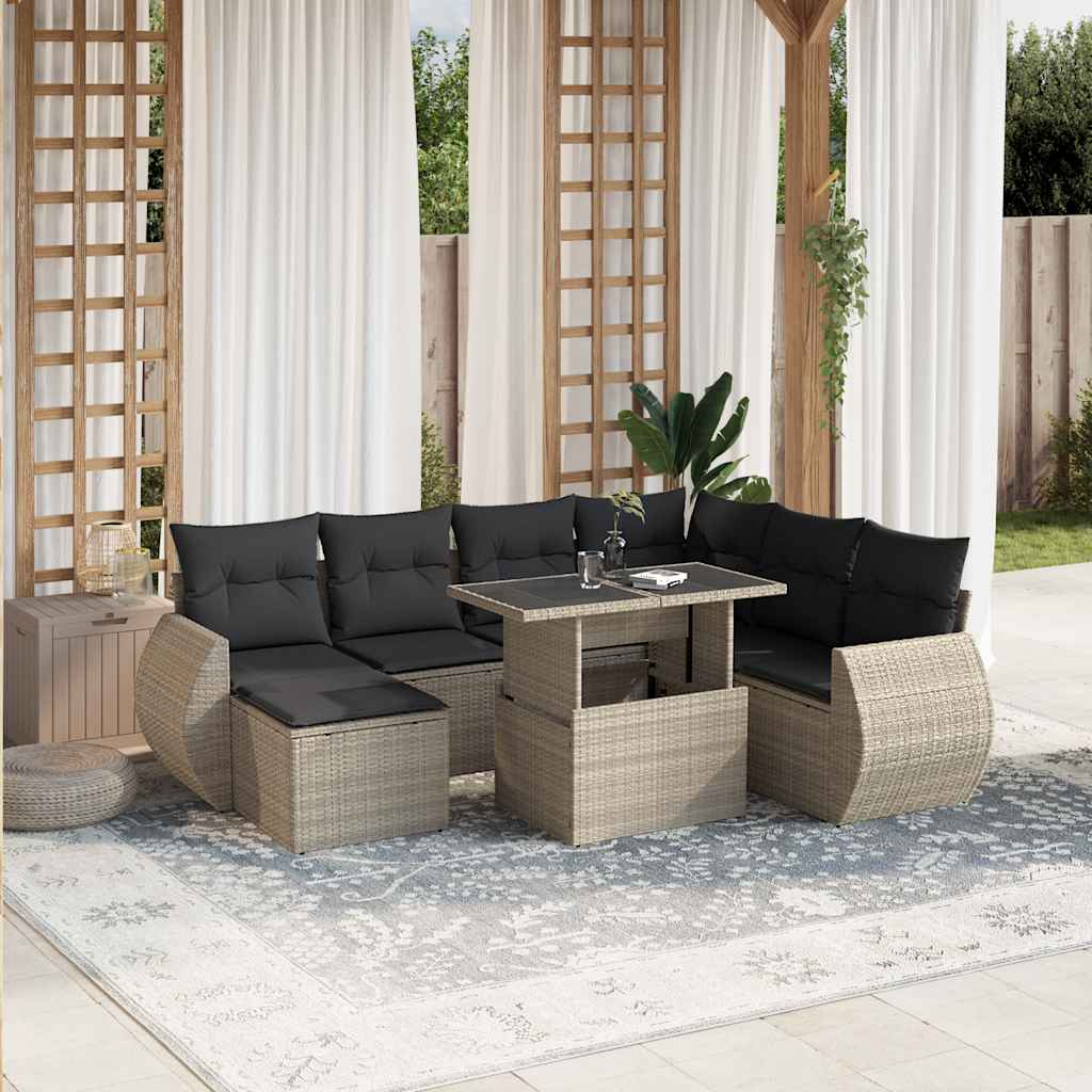 Set Sofás De Jardín 8 Piezas Y Cojines Ratán Sintético Marrón