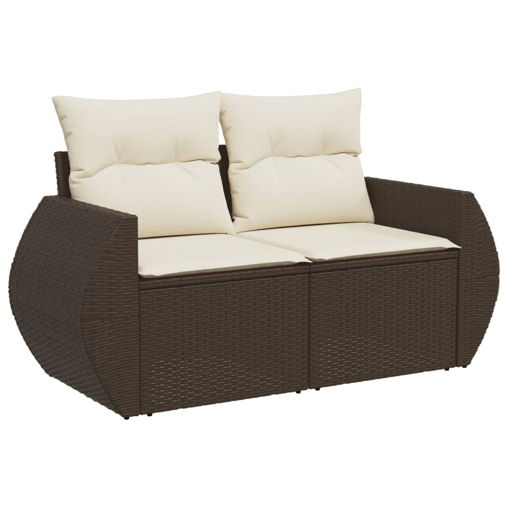 Set De Sofás De Jardín 9 Pzas Y Cojines Ratán Sintético Marrón