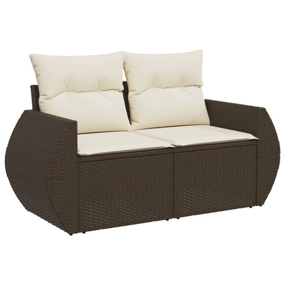 Set De Sofás De Jardín 9 Pzas Y Cojines Ratán Sintético Marrón