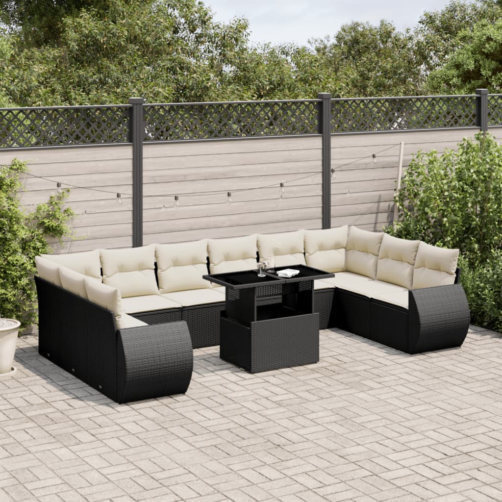 Set De Sofás De Jardín 11 Pzas Cojines Ratán Sintético Marrón