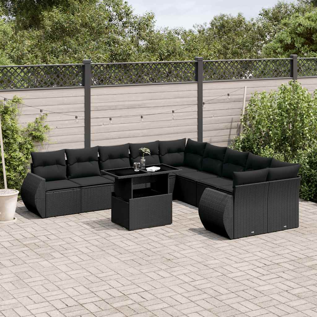 Set De Sofás De Jardín 11 Pzas Cojines Ratán Sintético Marrón