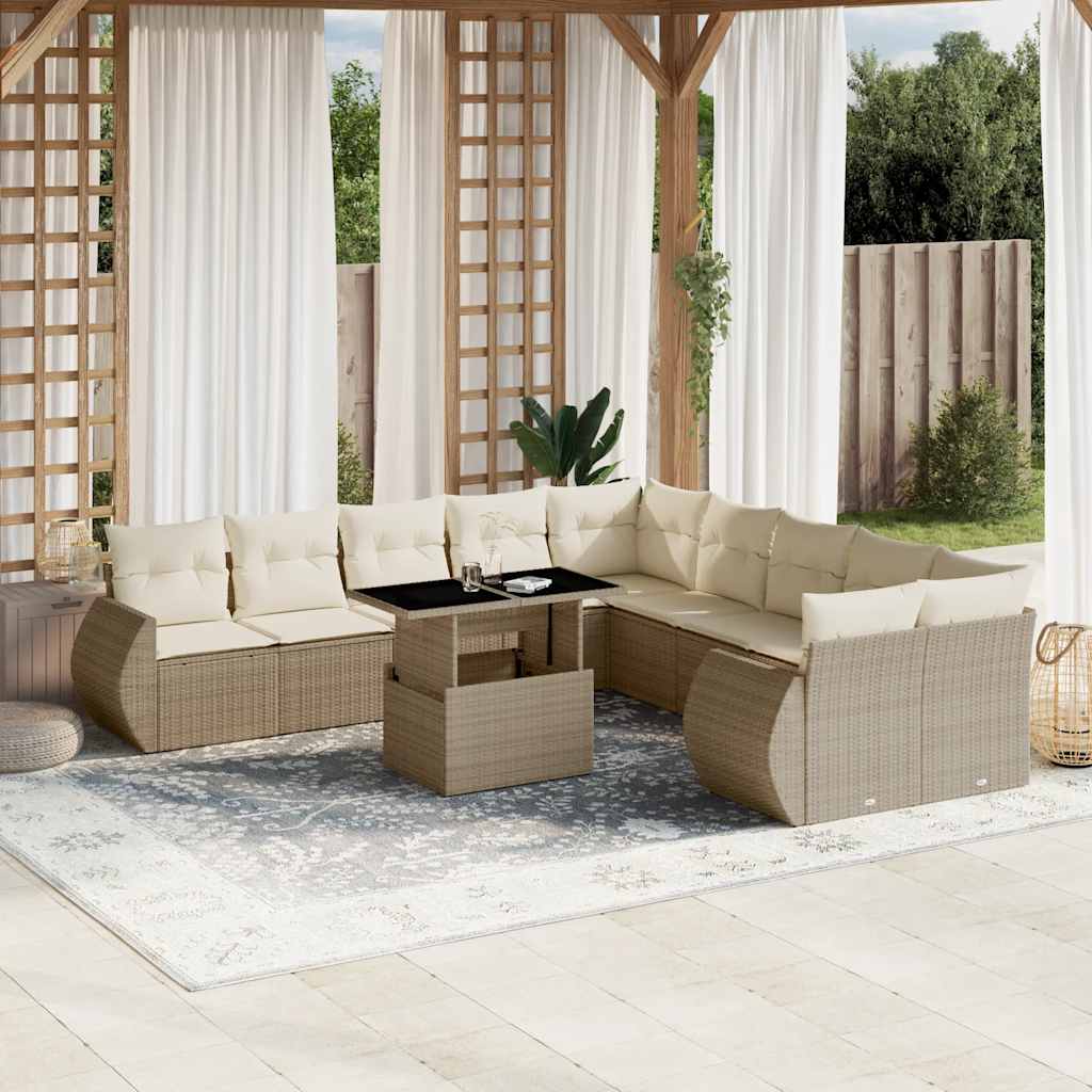 Set De Sofás De Jardín 11 Pzas Cojines Ratán Sintético Marrón