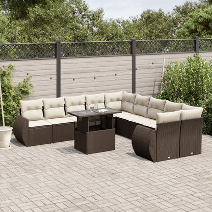 Set De Sofás De Jardín 11 Pzas Cojines Ratán Sintético Marrón
