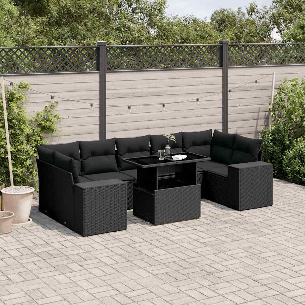 Set Sofás De Jardín 8 Piezas Y Cojines Ratán Sintético Marrón