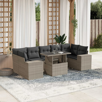 Set Sofás De Jardín 8 Piezas Y Cojines Ratán Sintético Marrón