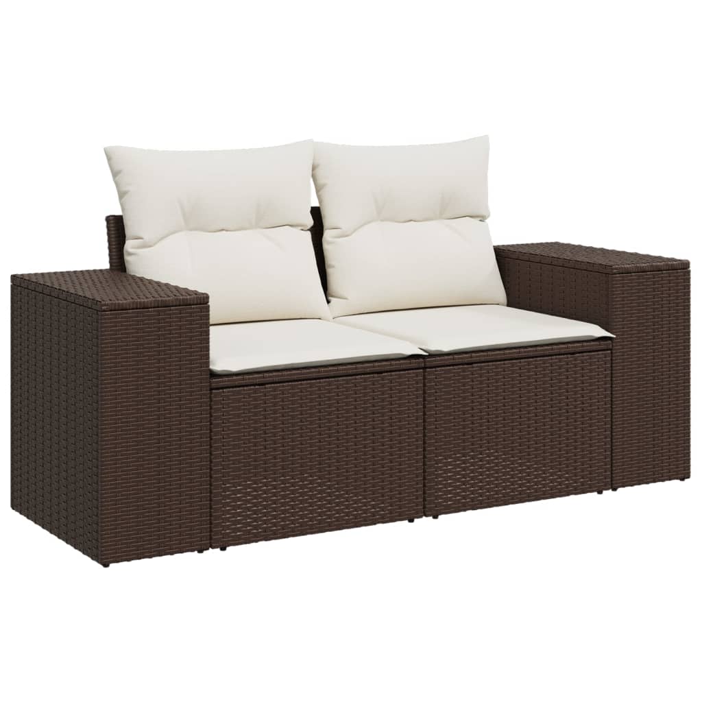 Set Sofás De Jardín 6 Piezas Y Cojines Ratán Sintético Marrón