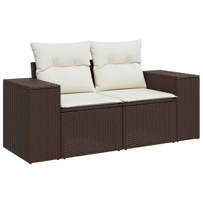 Set De Sofás De Jardín 9 Pzas Y Cojines Ratán Sintético Marrón