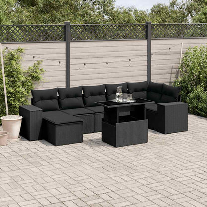 Set Sofás De Jardín 8 Piezas Y Cojines Ratán Sintético Marrón