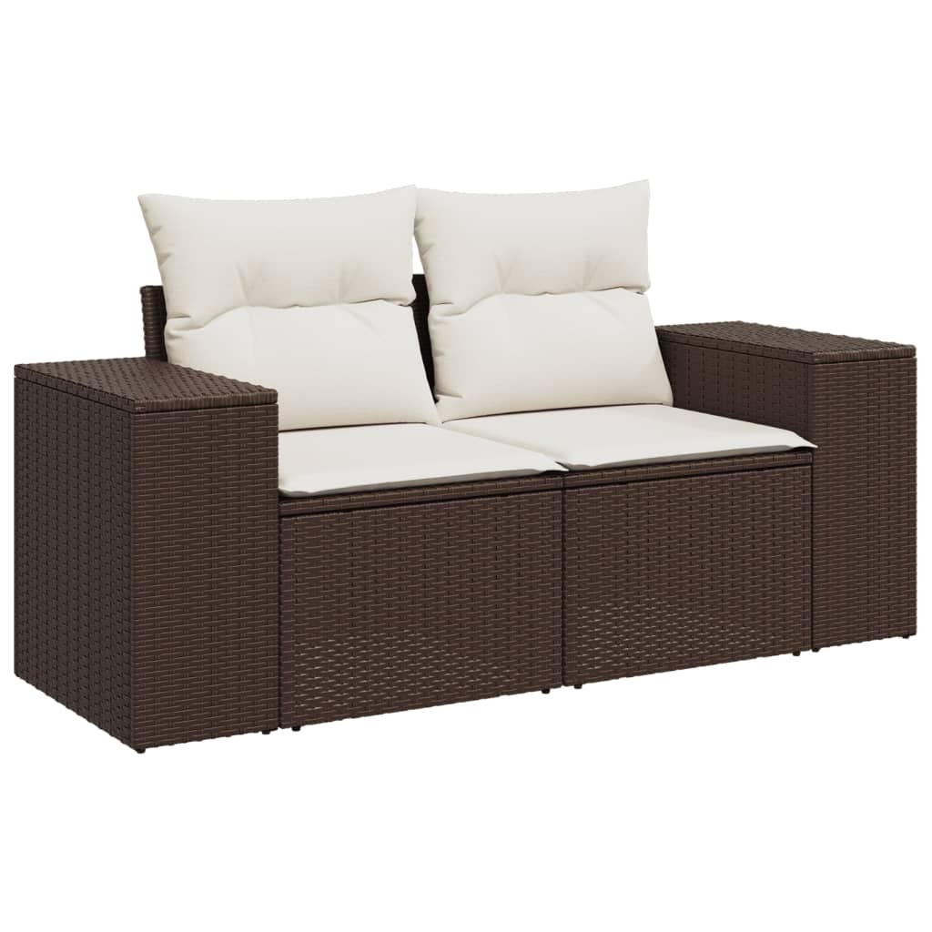 Set Sofás De Jardín 8 Piezas Y Cojines Ratán Sintético Marrón