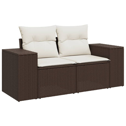 Set Sofás De Jardín 8 Piezas Y Cojines Ratán Sintético Marrón