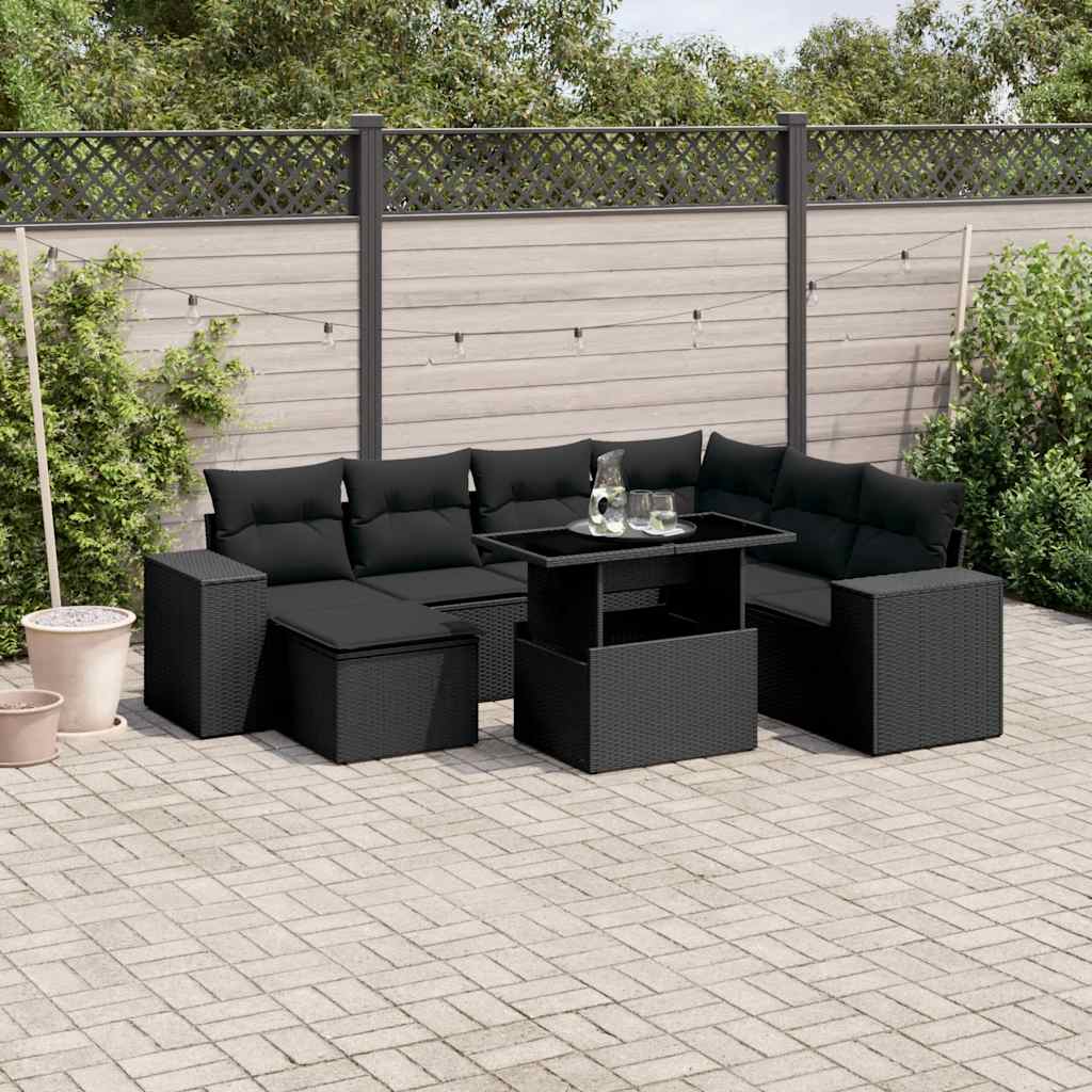 Set Sofás De Jardín 8 Piezas Y Cojines Ratán Sintético Marrón