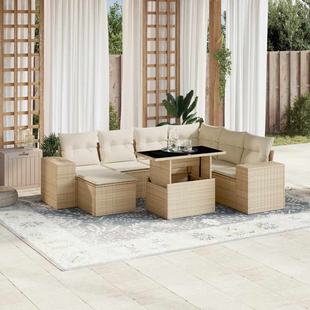 Set Sofás De Jardín 8 Piezas Y Cojines Ratán Sintético Marrón