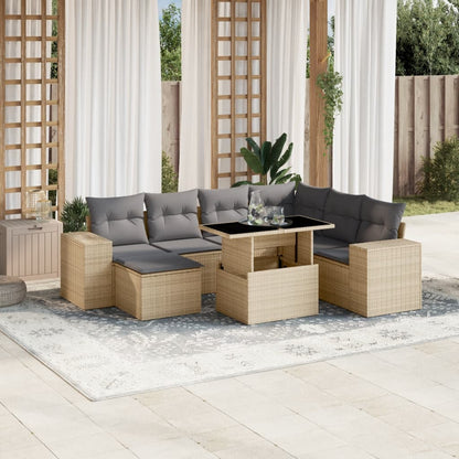 Set Sofás De Jardín 8 Piezas Y Cojines Ratán Sintético Marrón