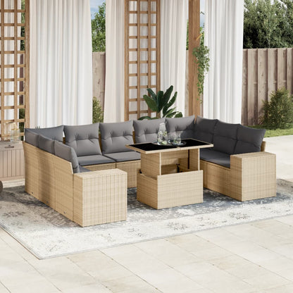 Set De Sofás De Jardín Y Cojines 10 Pzas Ratán Sintético