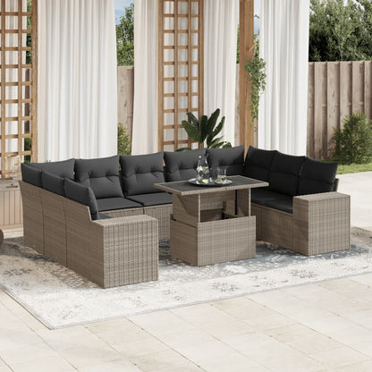 Set De Sofás De Jardín Y Cojines 10 Pzas Ratán Sintético