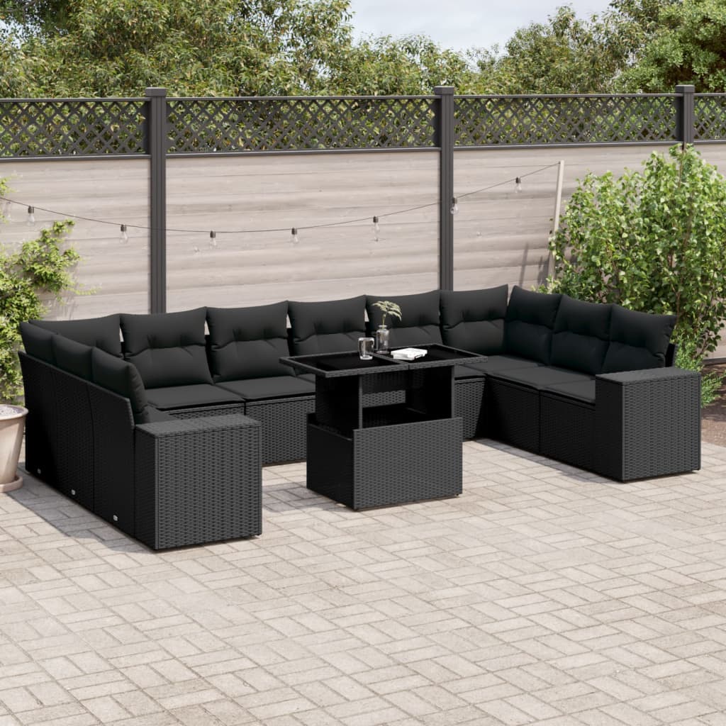 Set De Sofás De Jardín 11 Pzas Cojines Ratán Sintético Marrón