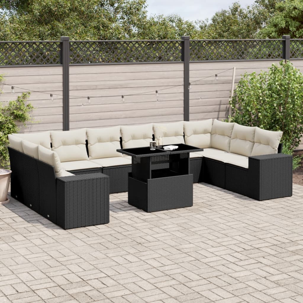 Set De Sofás De Jardín 11 Pzas Cojines Ratán Sintético Marrón