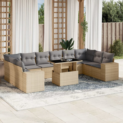 Set De Sofás De Jardín 11 Pzas Cojines Ratán Sintético Marrón