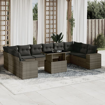 Set De Sofás De Jardín 11 Pzas Cojines Ratán Sintético Marrón